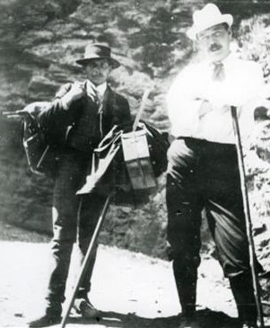 Conan Doyle on a mountain with a guide